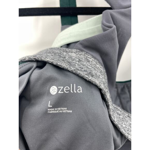 Zella Bra Womens Large Sports Moss Green Gray Colorblock Cutout Racerback - Picture 3 of 3
